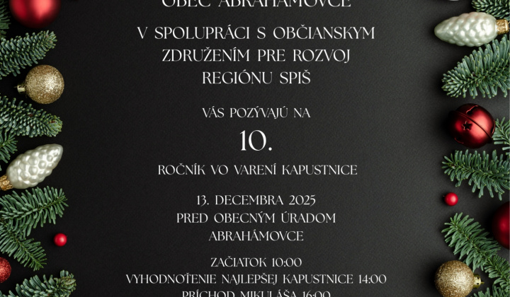 Fotka - Súťaž vo varení kapustnice - Pozvánka na 10. ročník súťaže spojená s posedením občanov obce a príchodom Mikuláša