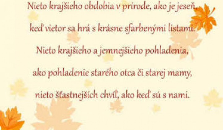 Fotka - POZVÁNKA - úcta k starším